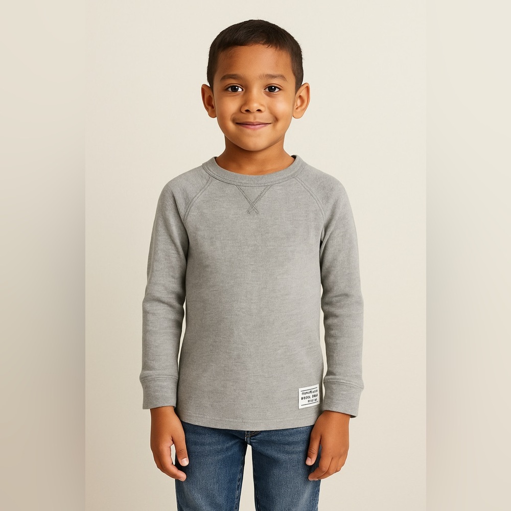 Carter’s Long sleeve Thermal Knit Tee Light Gray Size 7